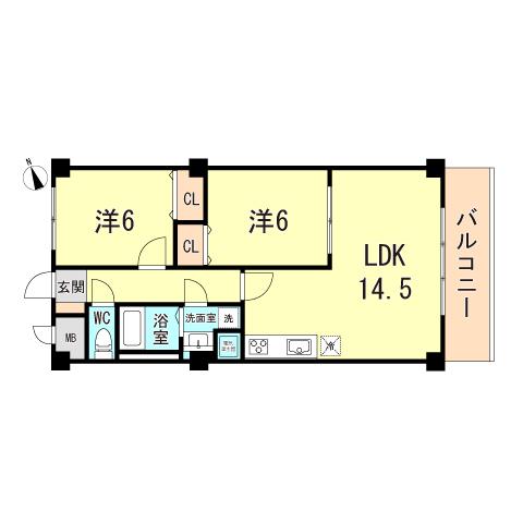 WIZ PLAISIR 若王寺(2LDK/3階)の間取り写真