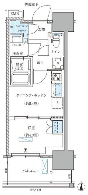 パークアクシス西大島コンフォートスクエア(1DK/11階)の間取り写真