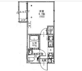 KEIAI RESIDENCE せんげん台VII(1K/2階)の間取り写真