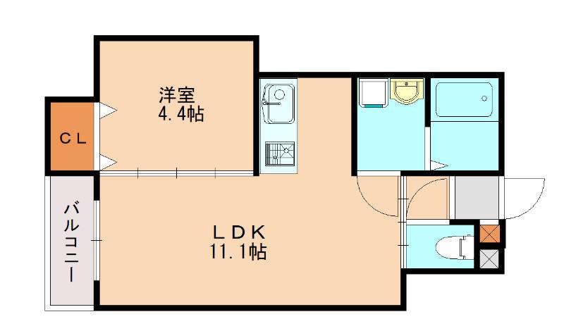 サニーガーデン古賀(1LDK/2階)の間取り写真