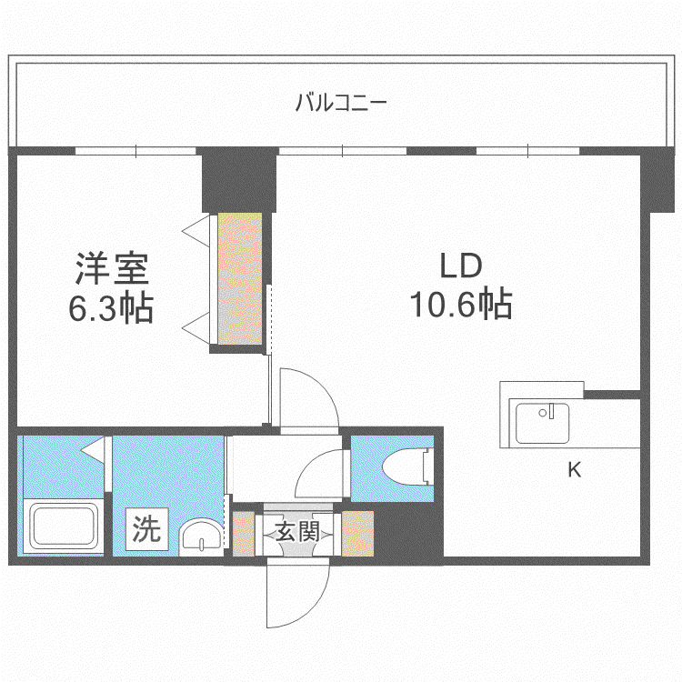 アーバンフラッツ豊平1条(1LDK/10階)の間取り写真