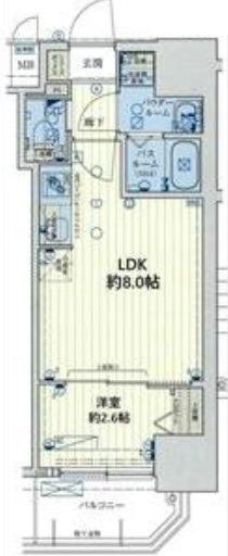 スワンズシティ大阪クレアスト(1LDK/3階)の間取り写真