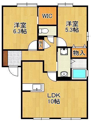 フェリーチェ学研台I(2LDK/1階)の間取り写真