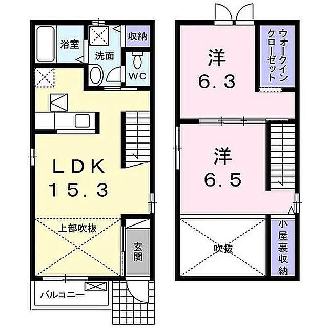 フレンズS・T青江(2LDK/1階)の間取り写真