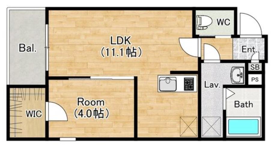 ジーメゾン新在家(1LDK/3階)の間取り写真