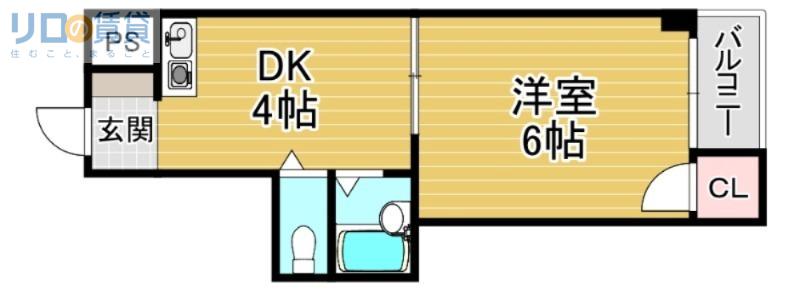 マンション常磐I(1DK/3階)の間取り写真