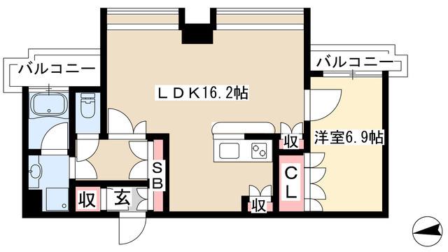 千種タワーヒルズ(1LDK/17階)の間取り写真