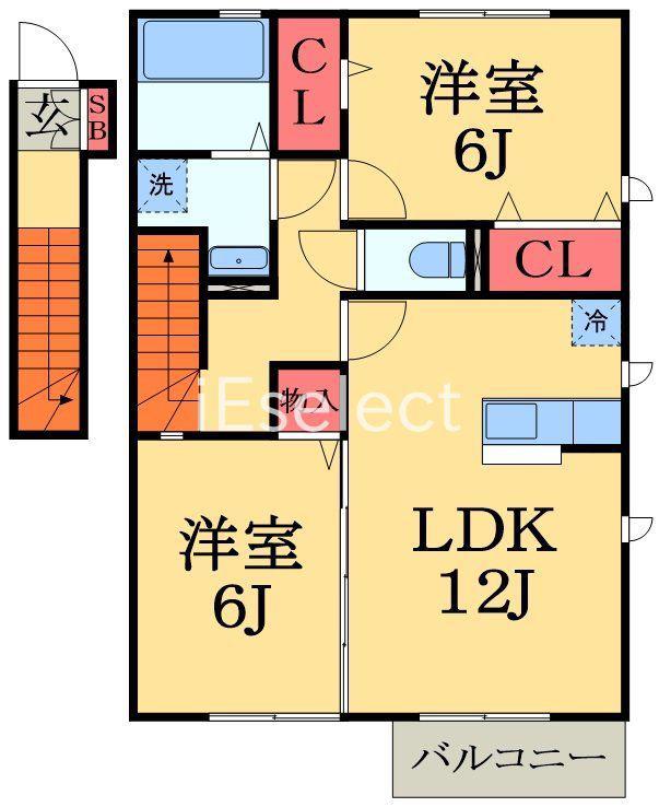 ロイヤルガーデンKIRINOKI II(2LDK/2階)の間取り写真