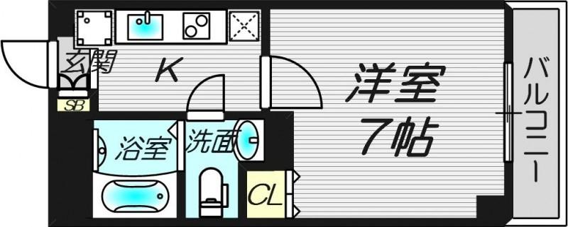 キンダーホープ若葉(1K/3階)の間取り写真