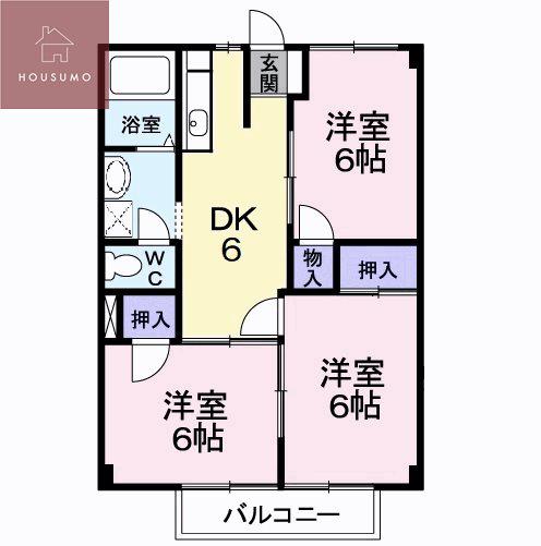 高安グリーンハイツ(3DK/2階)の間取り写真