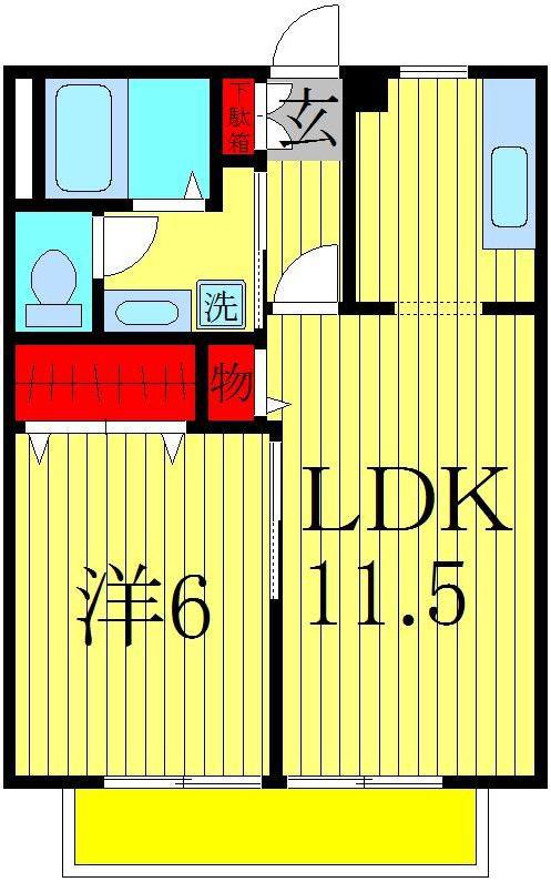 SKYWARDしただ(1LDK/1階)の間取り写真
