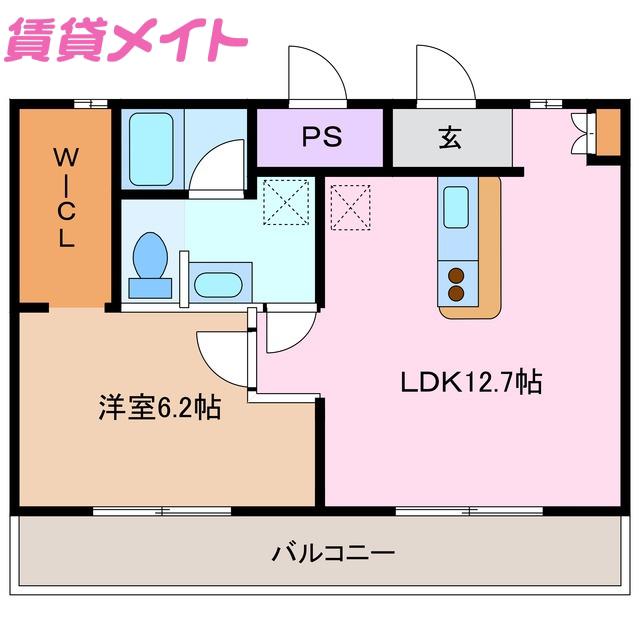 コム四日市(1LDK/1階)の間取り写真
