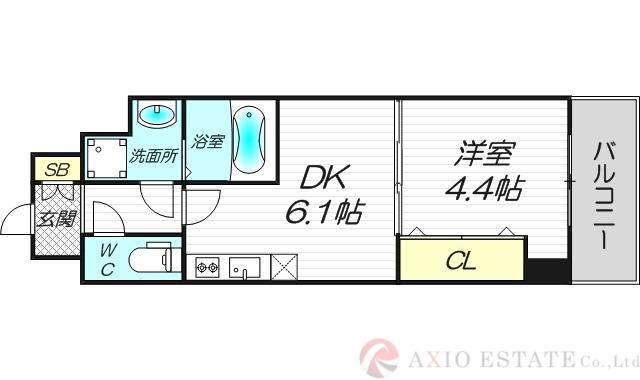 ライブガーデン江坂IX(1DK/5階)の間取り写真