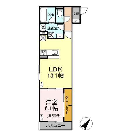 キクロス(1LDK/2階)の間取り写真