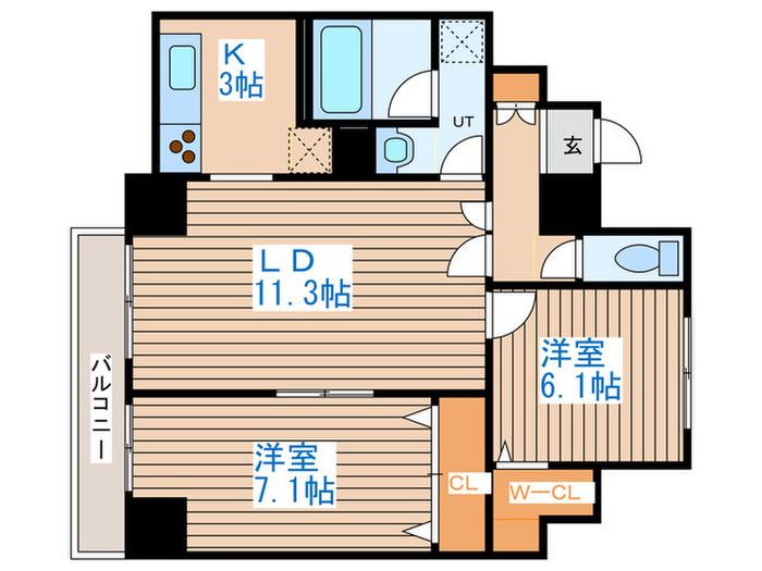 スクエアマンション614(2LDK/8階)の間取り写真