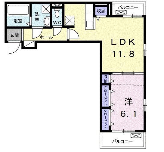 ベル アンジュ(1LDK/2階)の間取り写真