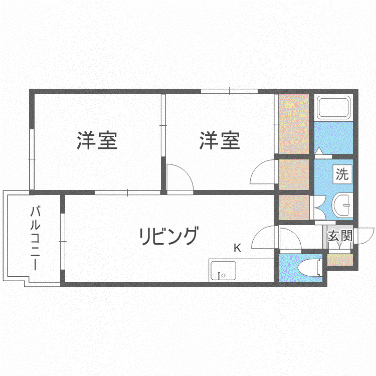 高木コーポ(2LDK/1階)の間取り写真