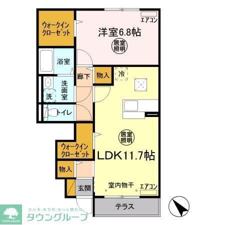 サンクレージュ(1LDK/1階)の間取り写真