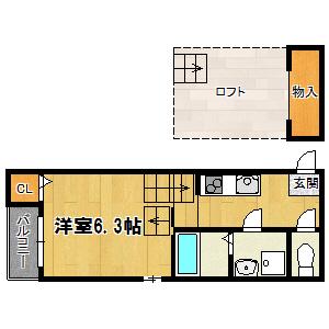 グランディオーソ(1K/1階)の間取り写真