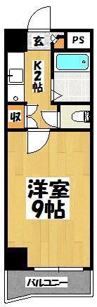 ソラリア下荒田(1K/3階)の間取り写真