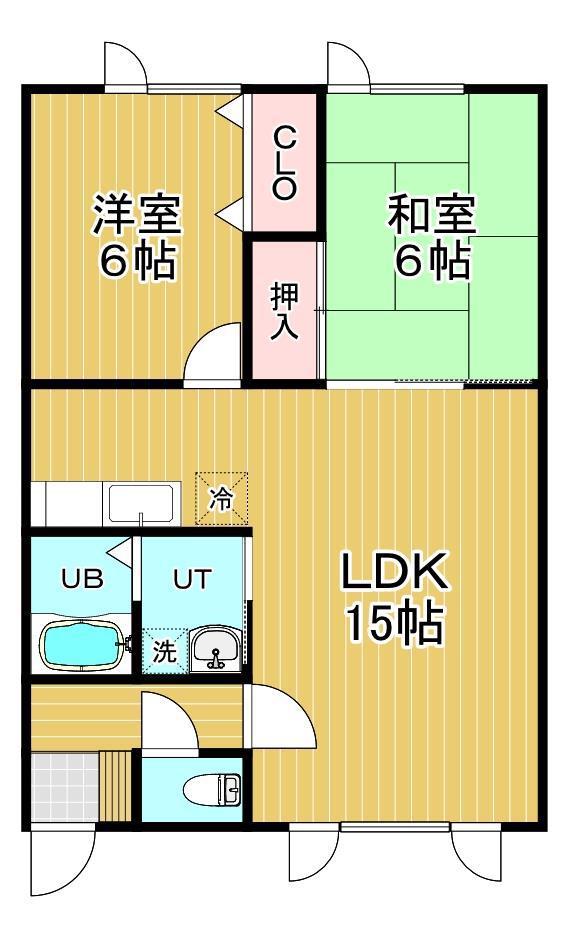 ワイワイハイム(2LDK/2階)の間取り写真