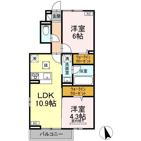 SUN・COAST(2LDK/1階)の間取り写真
