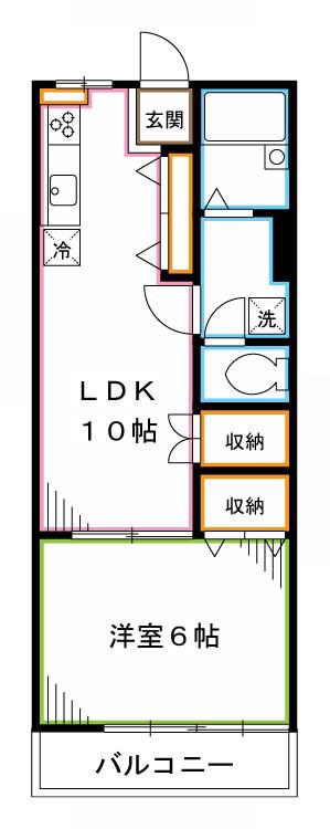 ウィスタリア中野(1LDK/3階)の間取り写真