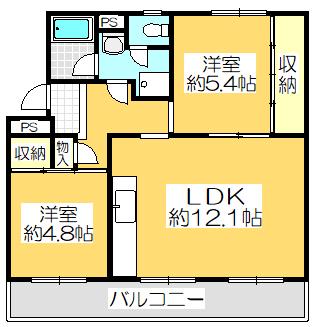 ヴィラナリー屋島3号棟(2LDK/1階)の間取り写真
