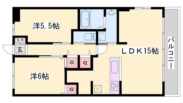 フローラハイム(2LDK/2階)の間取り写真