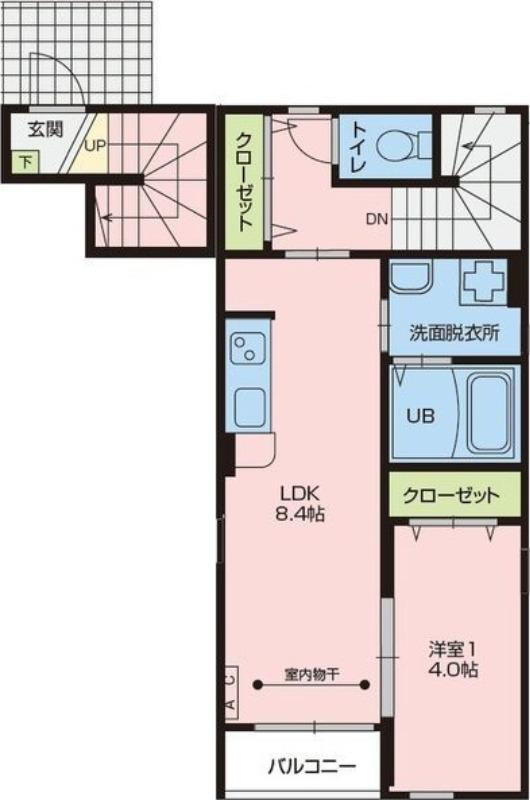SERESTA吉岡(1LDK/2階)の間取り写真