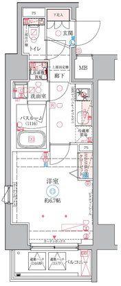 クレヴィスタ中野新橋II(1K/7階)の間取り写真
