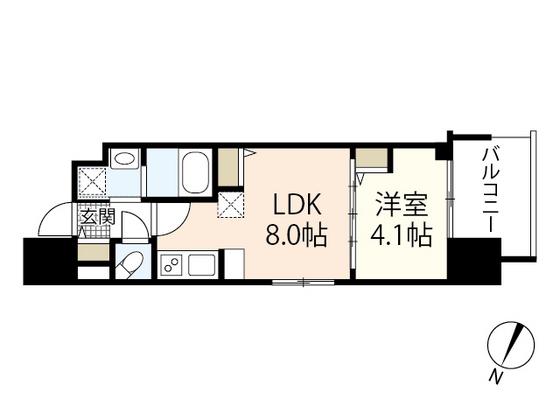 プライマル広島駅(1LDK/2階)の間取り写真