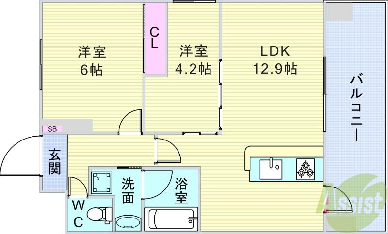 ZEN 豊中南(2LDK/3階)の間取り写真