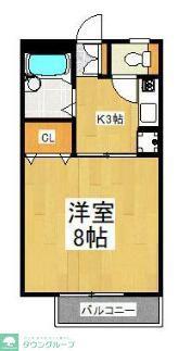 カレッタS(1K/2階)の間取り写真