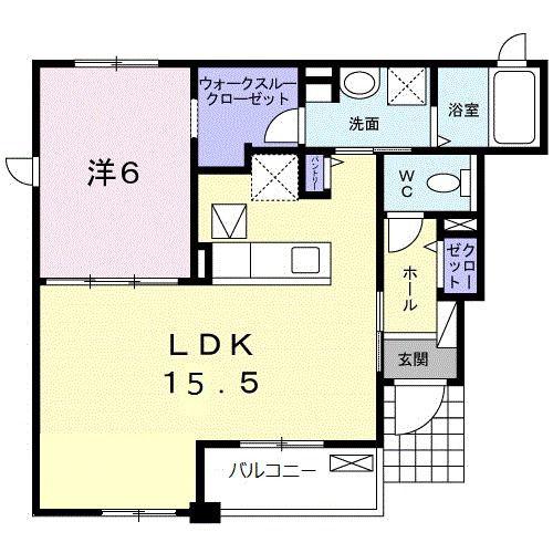 ヴェッセル(1LDK/1階)の間取り写真