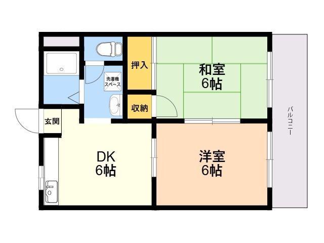 ドミール若宮 B(2DK/2階)の間取り写真