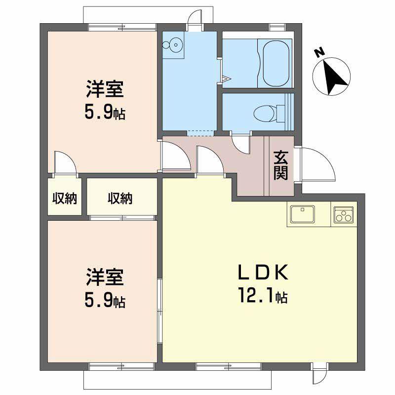シュリーフェン399(2LDK/1階)の間取り写真