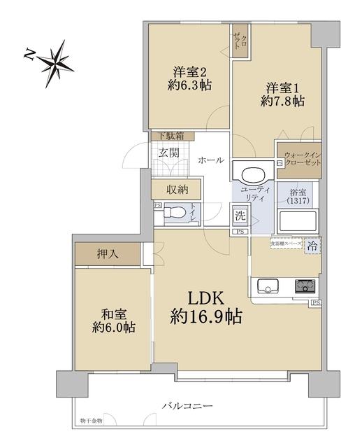 エクセルシオールヴィラ2番館(3LDK/8階)の間取り写真