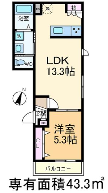ラ・ジョワ(1LDK/1階)の間取り写真