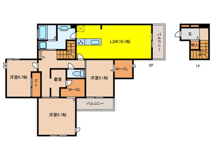 D-ROOM中州(3LDK/2階)の間取り写真