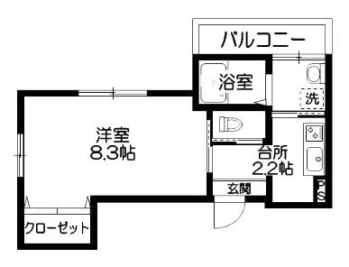 ヘーベル天文(1K/1階)の間取り写真