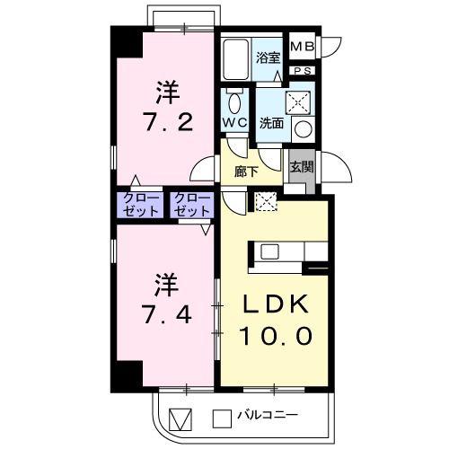 アルボル リオ I(2LDK/3階)の間取り写真