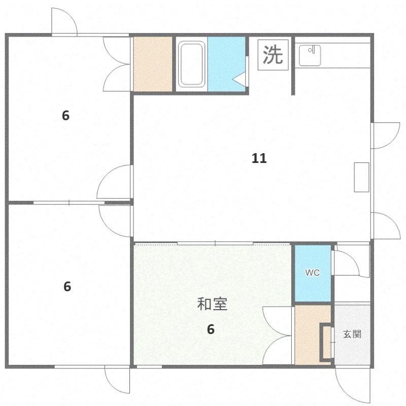 キャストル17 A棟(2LDK/2階)の間取り写真