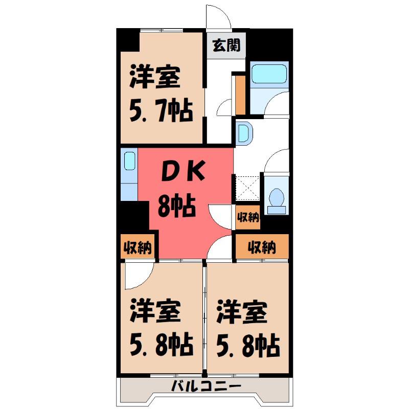ヴェルデ(3DK/4階)の間取り写真