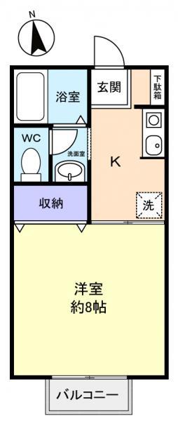 リジェール(1K/1階)の間取り写真