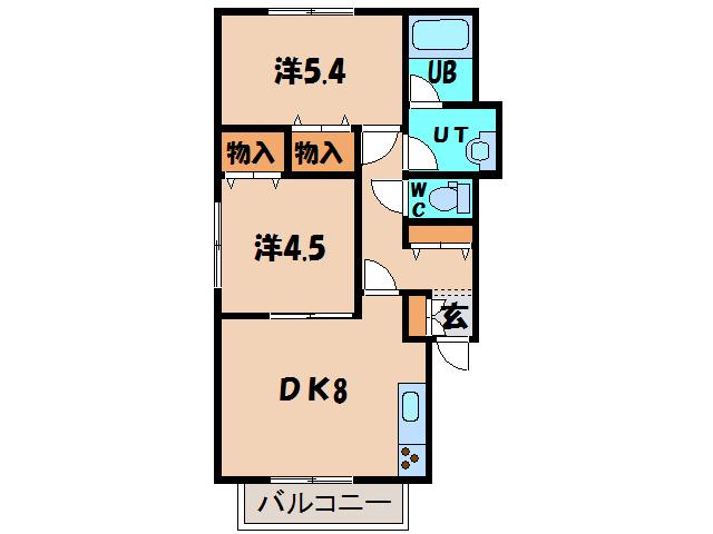 ペリーランド(2DK/3階)の間取り写真
