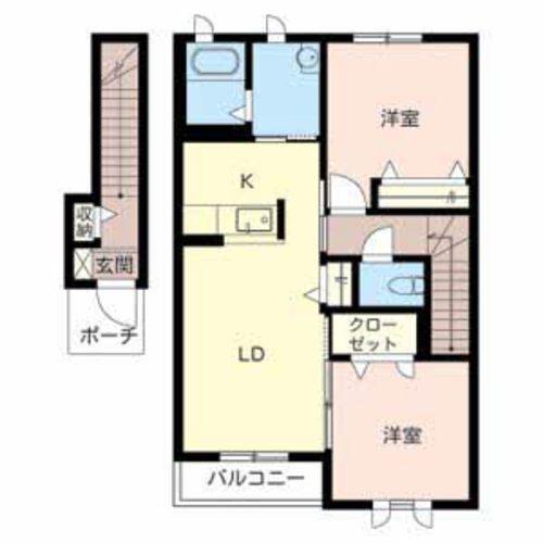 ブリリアントヒルズ(2LDK/2階)の間取り写真
