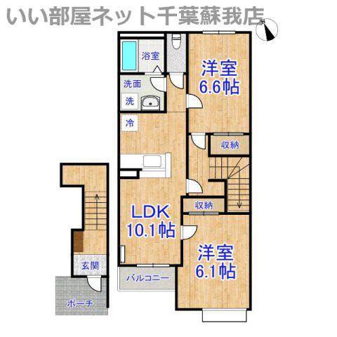 スプリングチェリーI(1LDK/2階)の間取り写真