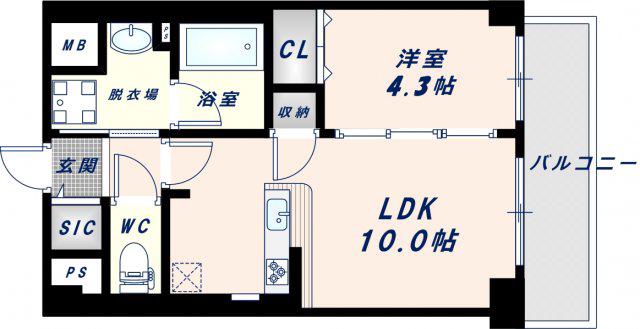 MOOLIO新深江(1LDK/2階)の間取り写真