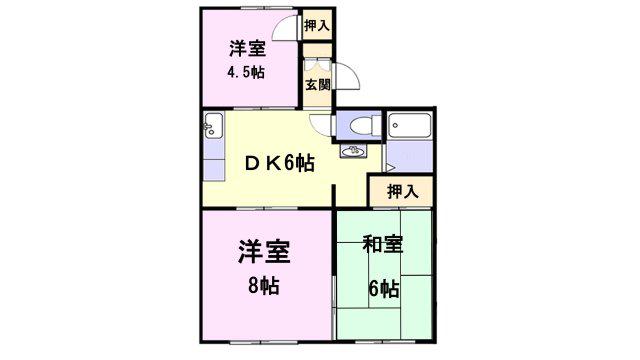 ネオシティ野口A棟(3DK/2階)の間取り写真